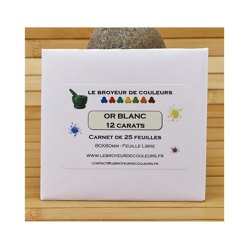 Feuilles d'Or Blanc (Libre) - 12 carats - Carnet de 25 feuilles