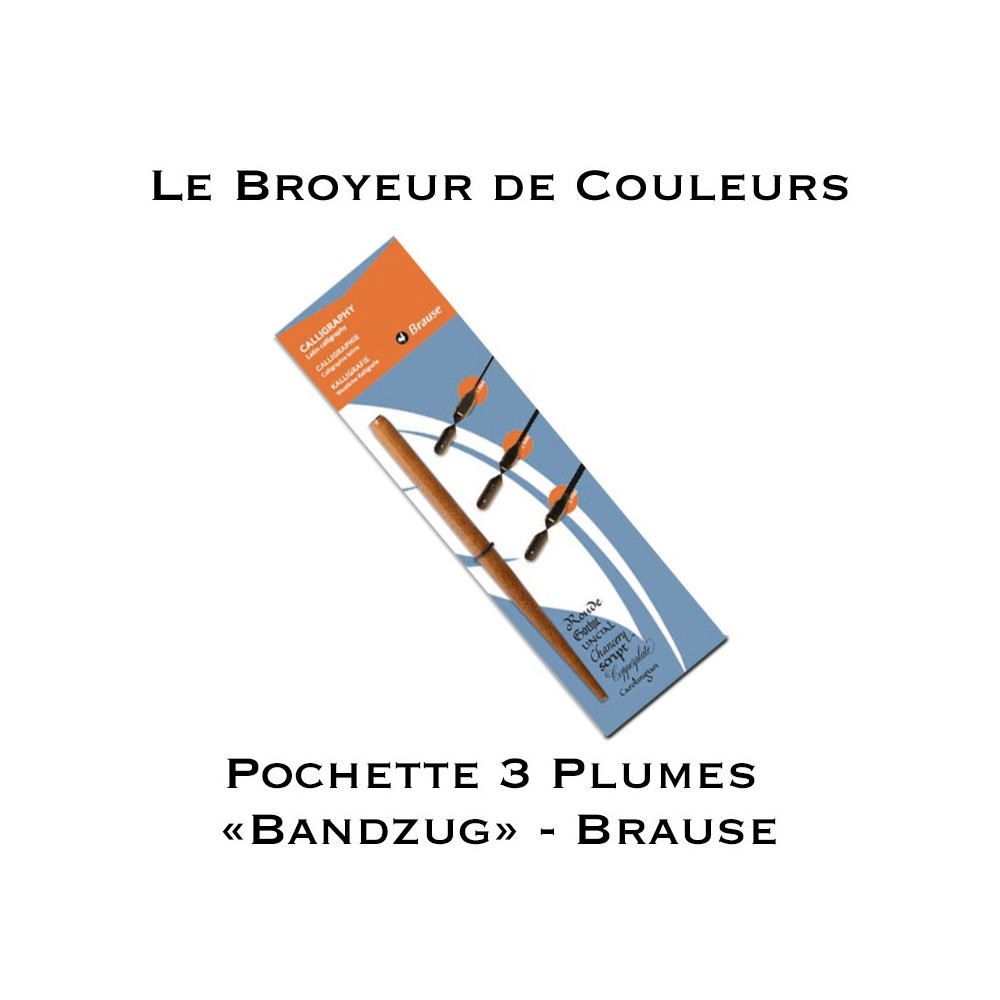 Pochette Calligraphie 3 plumes BANDZUG + 1 Porte-plume bois - Brause