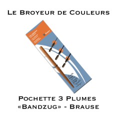Pochette Calligraphie 3 plumes BANDZUG + 1 Porte-plume bois - Brause