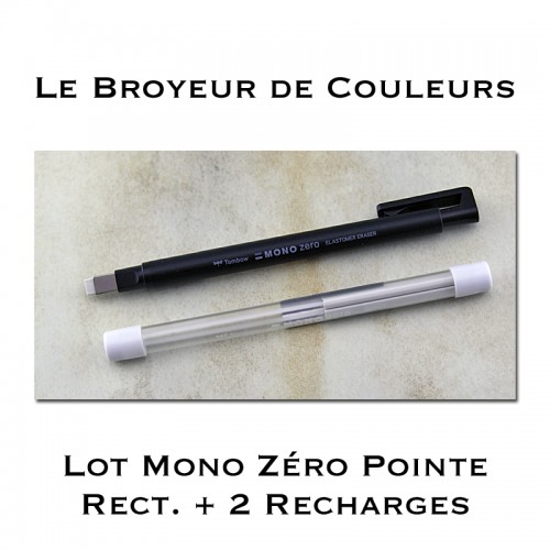 Crayon Gomme Mono Zéro Pointe rectangulaire + 2 Recharges